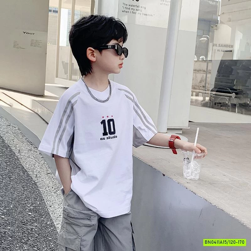 ÁO THUN SỐ 10 SỌC VAI HHBABY