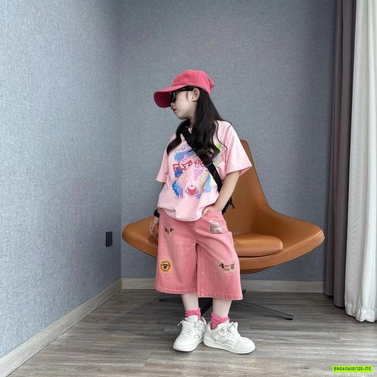 ÁO THUN HỒNG MIX SHORT CÚN HỒNG