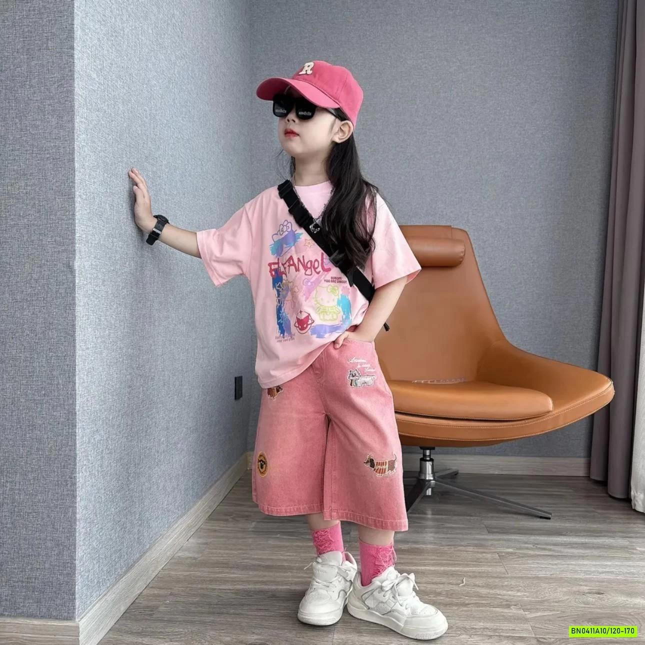 ÁO THUN HỒNG MIX SHORT CÚN HỒNG