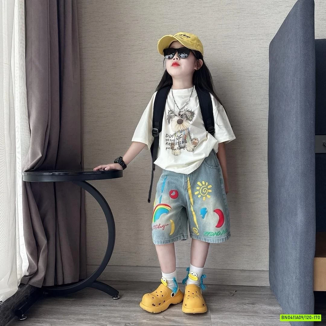 ÁO THUN CÚN MIX SHORT CẦU VỒNG