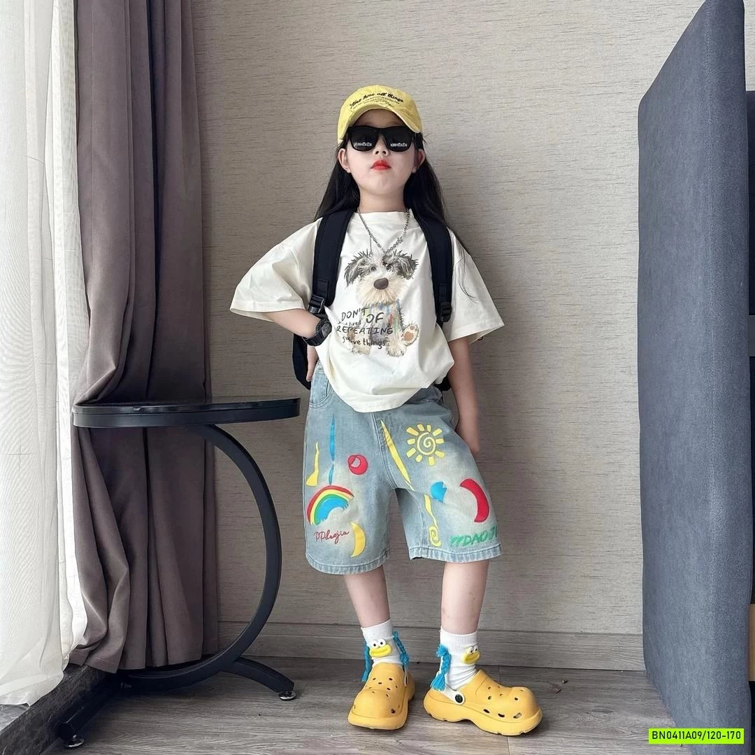 ÁO THUN CÚN MIX SHORT CẦU VỒNG