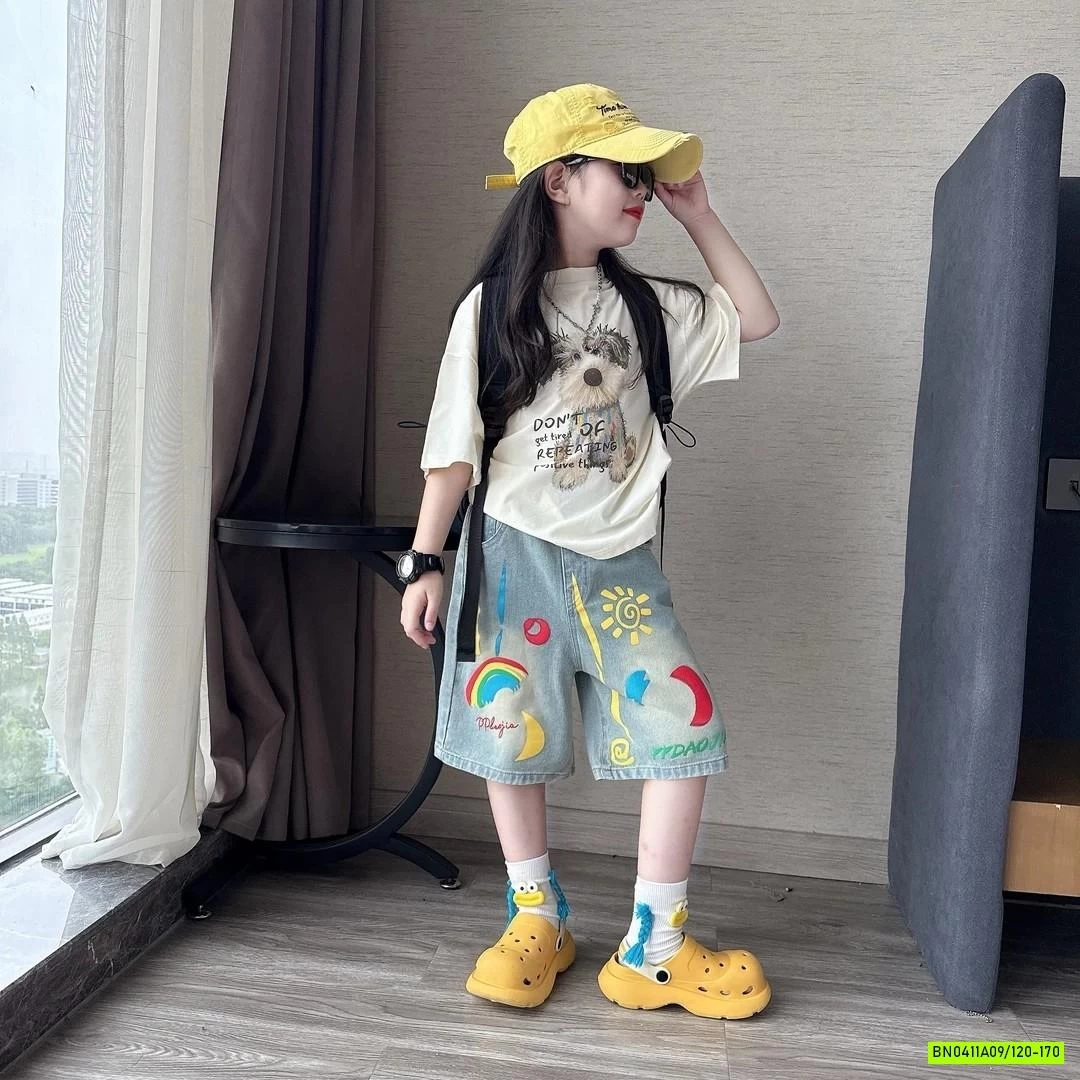 ÁO THUN CÚN MIX SHORT CẦU VỒNG