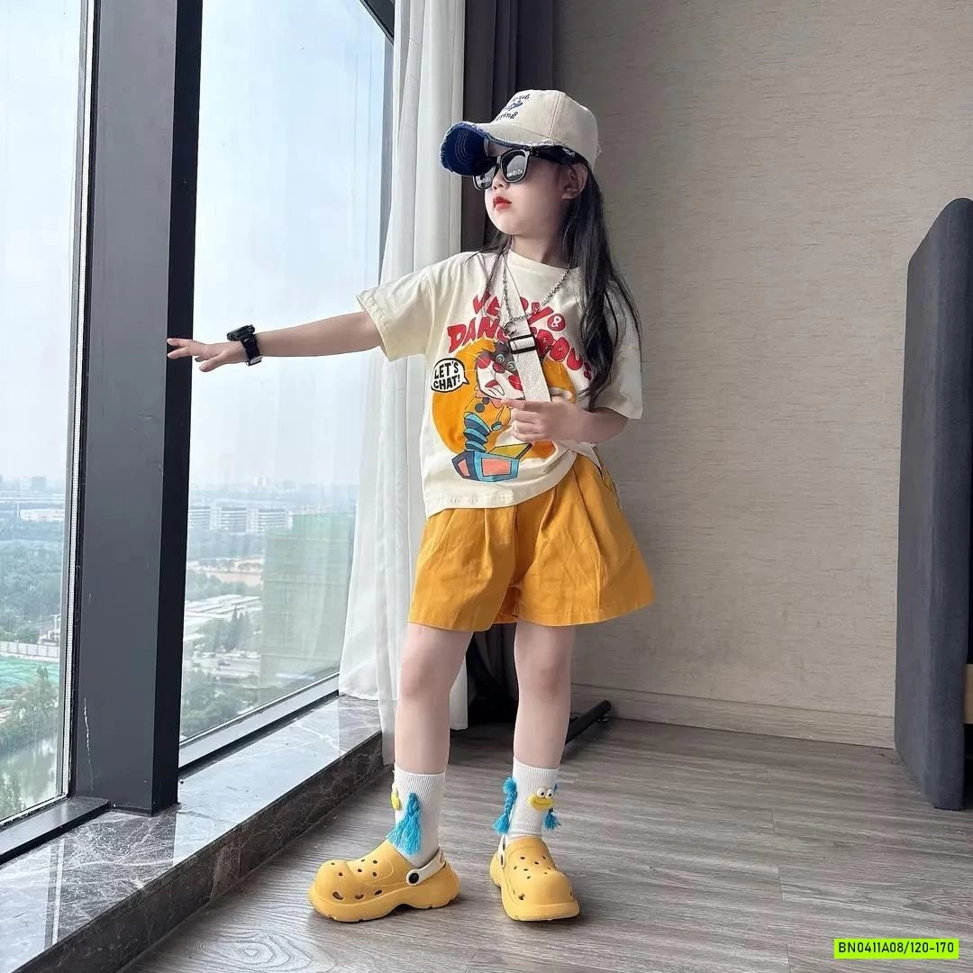 SÉT ÁO MÈO MIX SHORT VÀNG