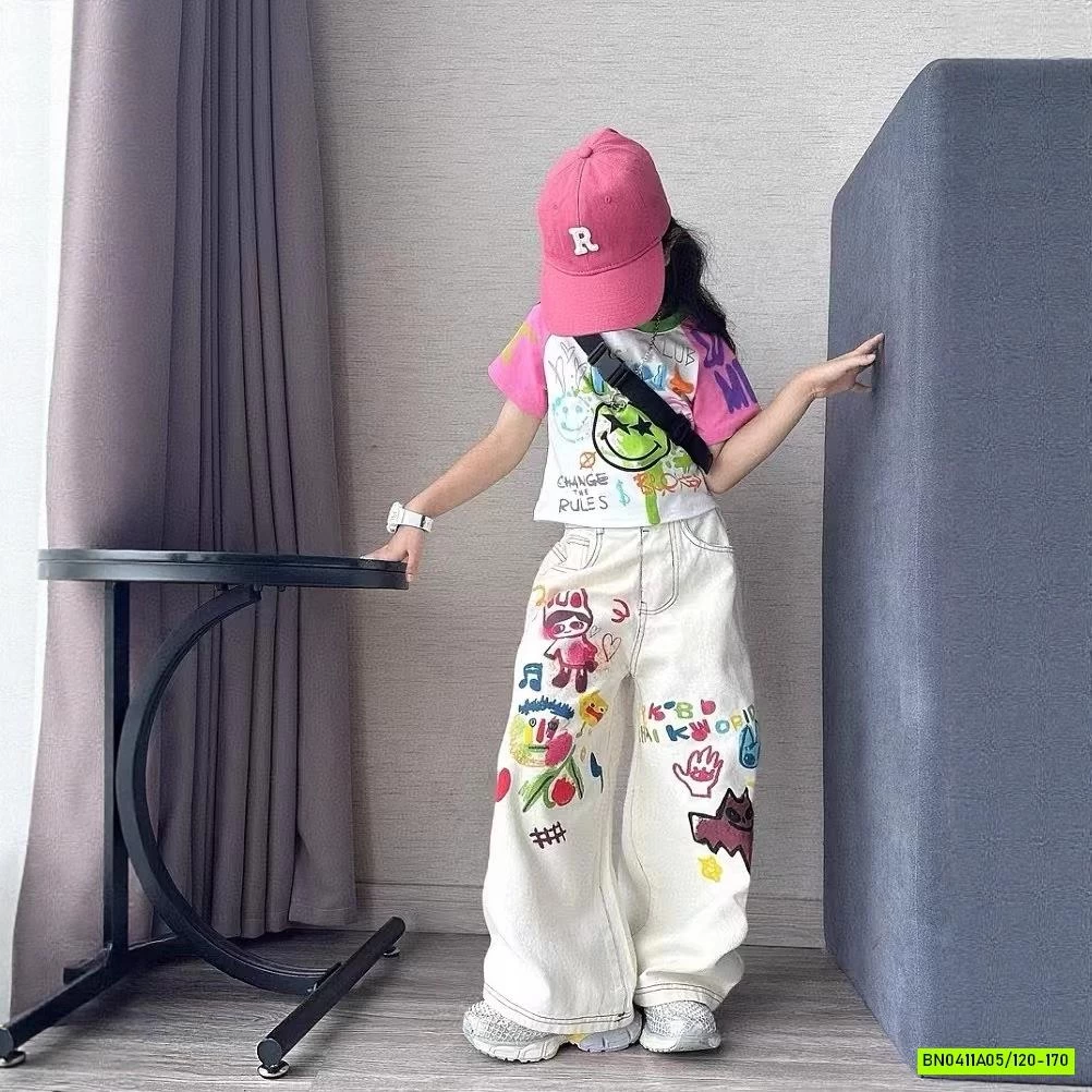 CROPTOP MIX JEANS SUÔNG IN HÌNH