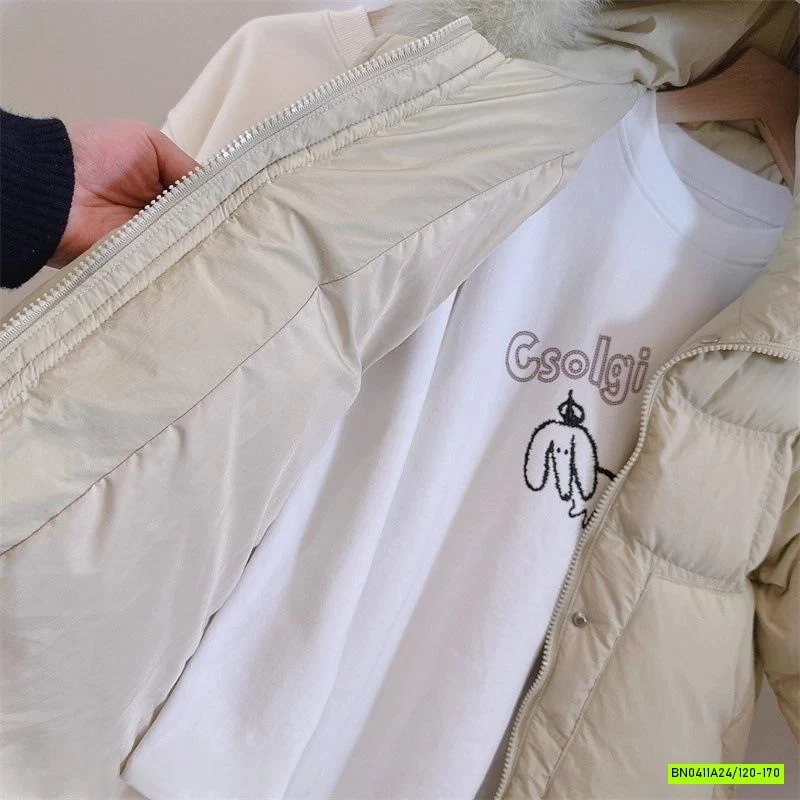 KHOÁC PHAO DÁNG DÀI MŨ PHỐI LÔNG