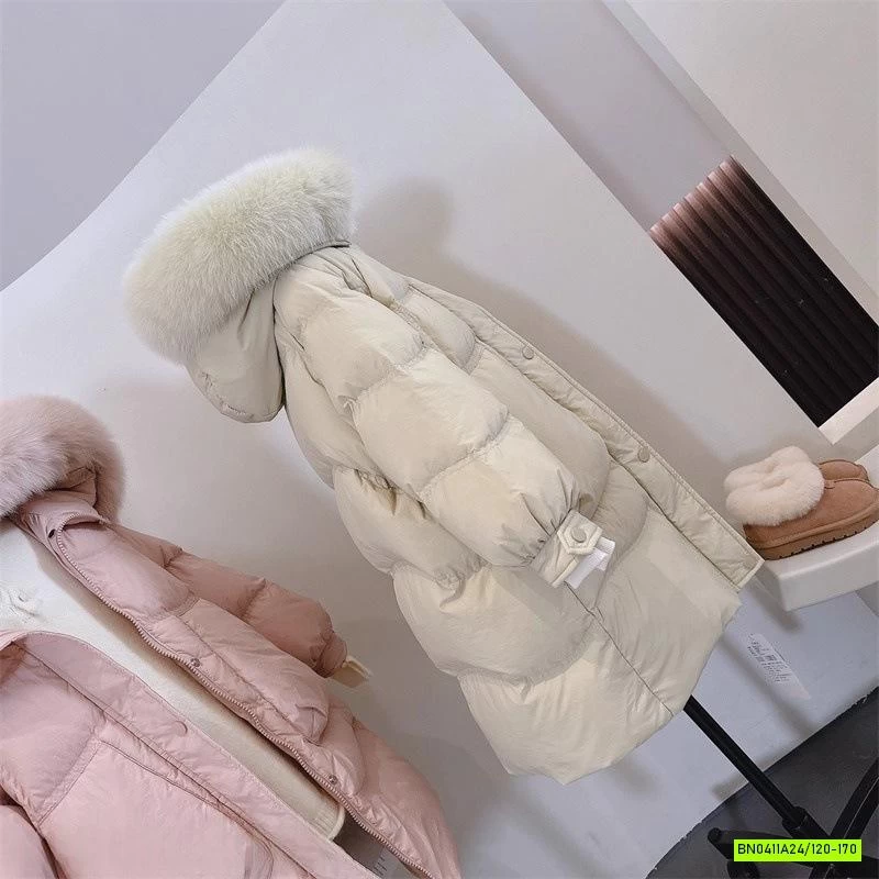 KHOÁC PHAO DÁNG DÀI MŨ PHỐI LÔNG