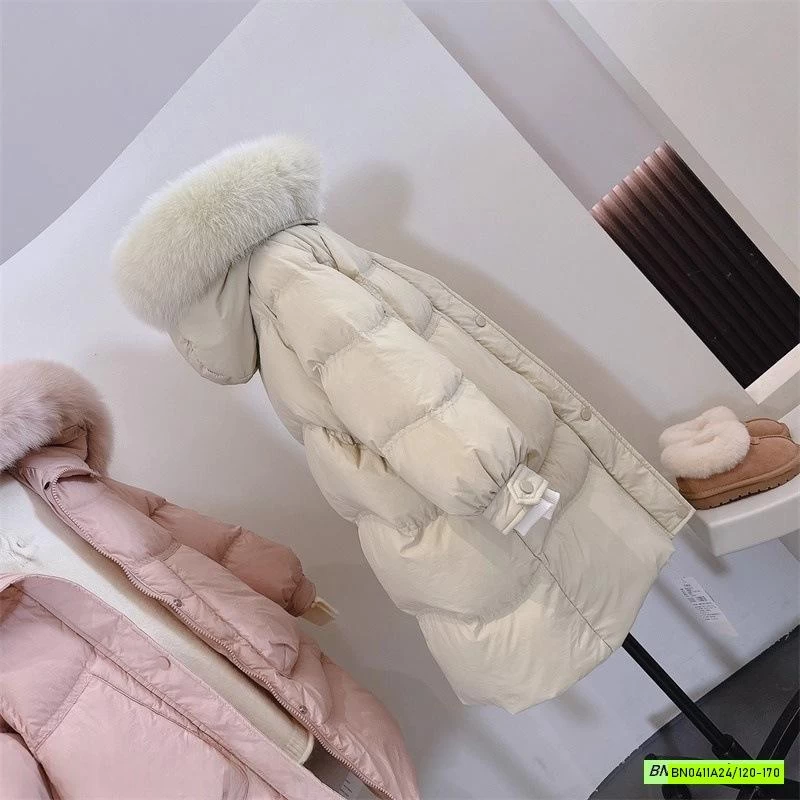 KHOÁC PHAO DÁNG DÀI MŨ PHỐI LÔNG