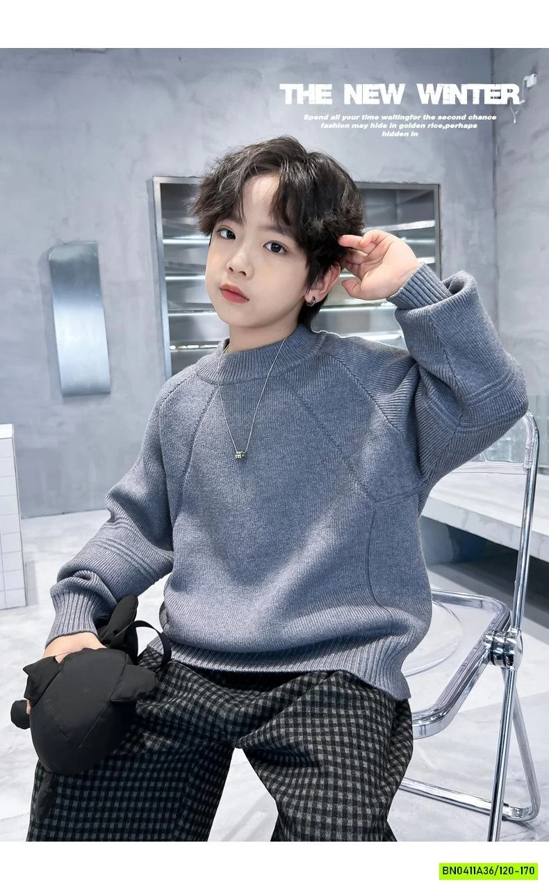 ÁO LEN CỔ TRÒN BASIC BÉ TRAI