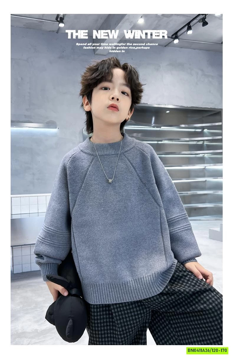 ÁO LEN CỔ TRÒN BASIC BÉ TRAI